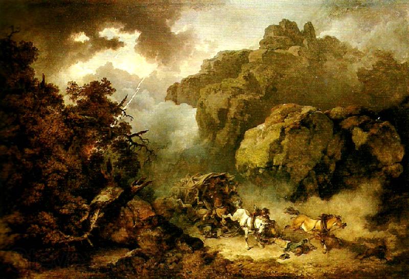 Philippe Jacques landscape with carriage in a storm France oil painting art